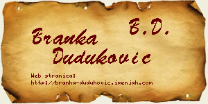 Branka Duduković vizit kartica